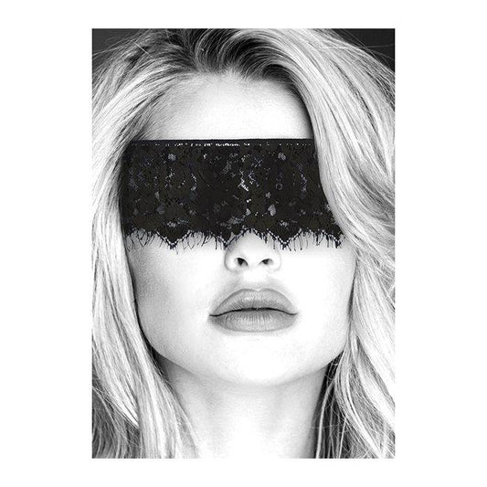 Shots Ouch Black & White Lace Mask w/Elastic Straps - Black - Texas Love Shop