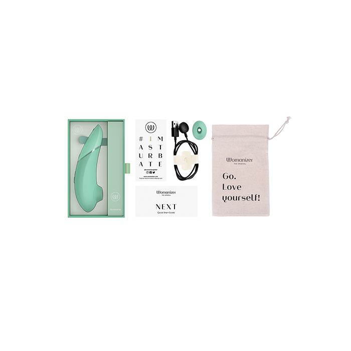 Womanizer Next 3D Air Stimulator with Climax Control what's in the box.