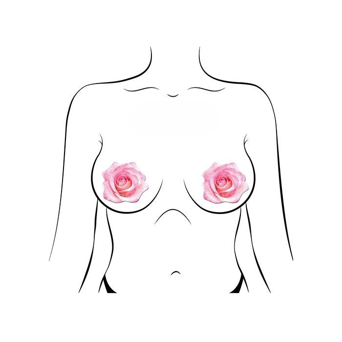 coverage area of rose Glitter Velvet Blooming Rose Flower Nipple Pasties by Pastease