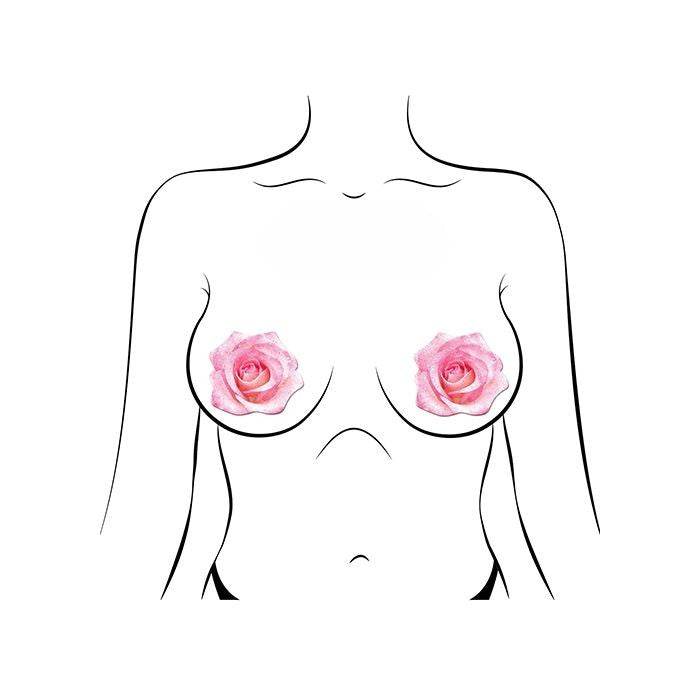 coverage area of  rose Glitter Velvet Blooming Rose Flower Nipple Pasties by Pastease