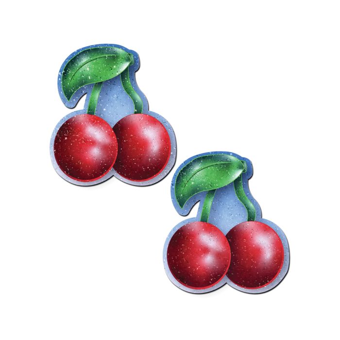 Pastease cherry glitter velvet nipple pasties in red – soft, handmade nipple covers