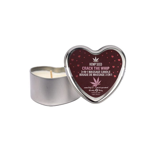 3 in 1 Massage Heart Candle - 4.7 oz Crack The Whip - Texas Love Shop