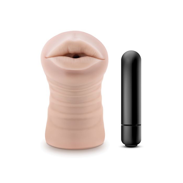 Close-up of Blush EnLust Mouth Stroker – Nicole, showing lifelike lips and soft X5® Plus material