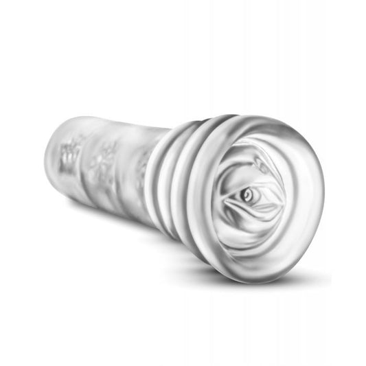 Blush Novelties All In Male Stroker entry made of clear, ultra-soft material, shown on white background.