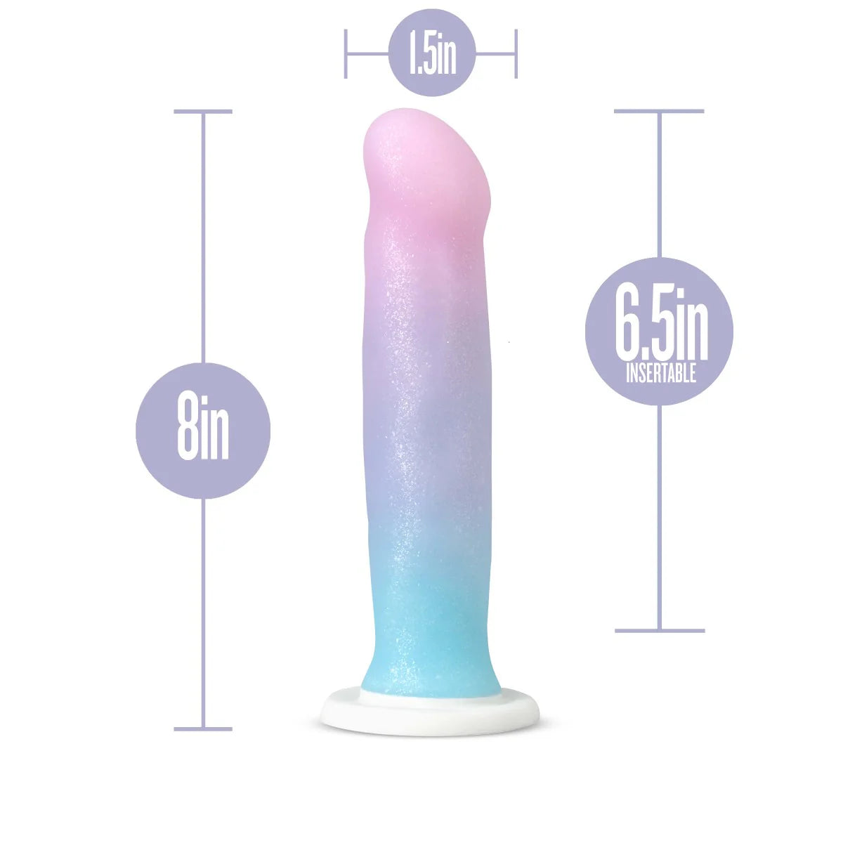 Blush Avant D17 Lucky multi-color silicone dildo measurements.