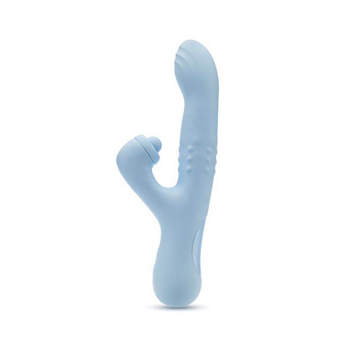 Blush Novelties Devin G-Spot Vibrator - Blue featuring profile of toy featuring sliding internal beads.