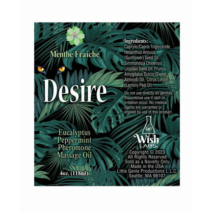 Desire Pheromone Massage Oil - 4 oz Eucalyptus Peppermint - Texas Love Shop
