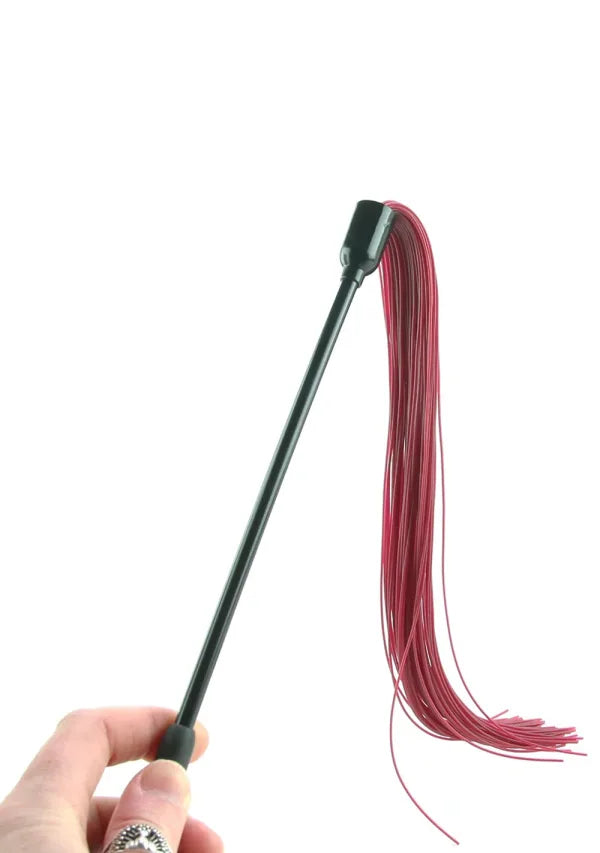 Sex & Mischief Burgundy Feather Tickle & Whip adult fantasy toy on a white background