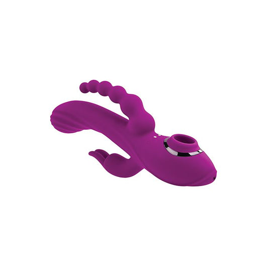 Evolved Fourgasm triple stimulation toy with clitoral suction detail on a white background
