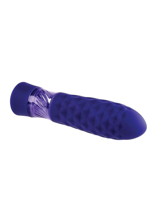 Raver Rechargeable Silicone Light-Up Vibrating Bullet - on its side on a white background