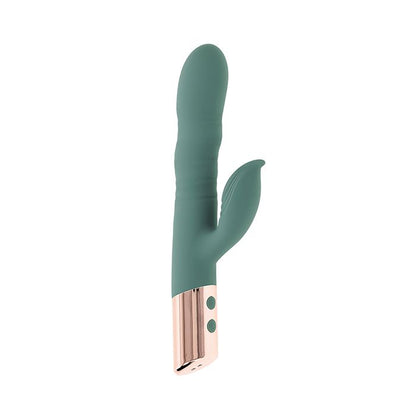 Mint Green Evolved the Shimmy Dancing Twirling Vibrator on a white background
