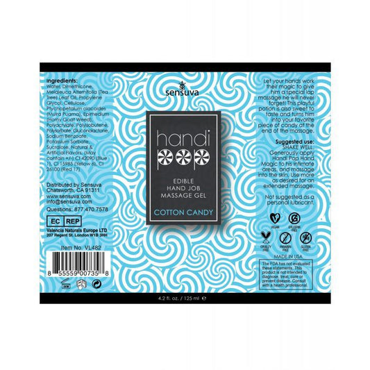 Handipop Hand Job Massage Gel - 4.2 oz Bottle Cotton Candy - Texas Love Shop