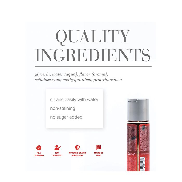 Bottle of JO H20 succulent watermelon personal lubricant with ingredients list and certification logos on a white background