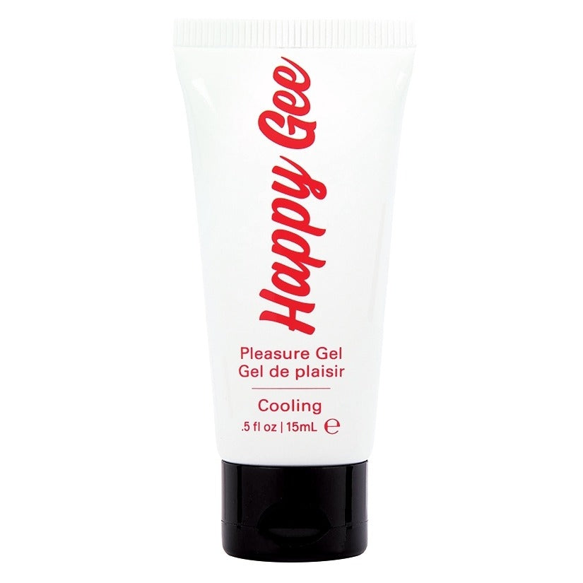Tube of Happy Gee pleasure gel on a white background by Jelique