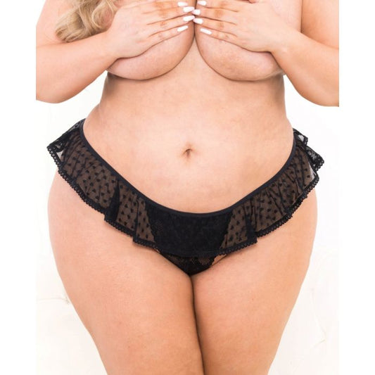 Lace Flutter Open Crotch Panty Black QN - Texas Love Shop