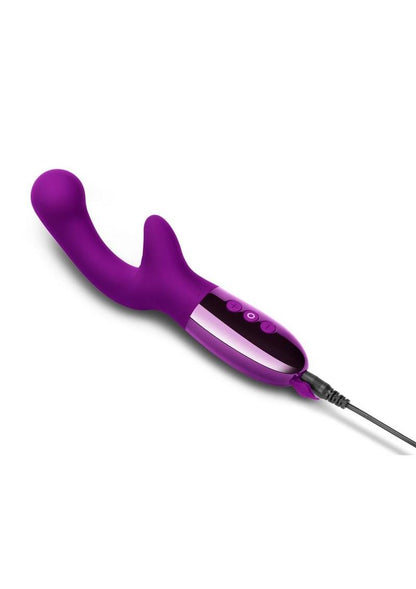 Le Wand XO Rechargeable Silicone Dual Stimulating Vibrator - Cherry on a white background