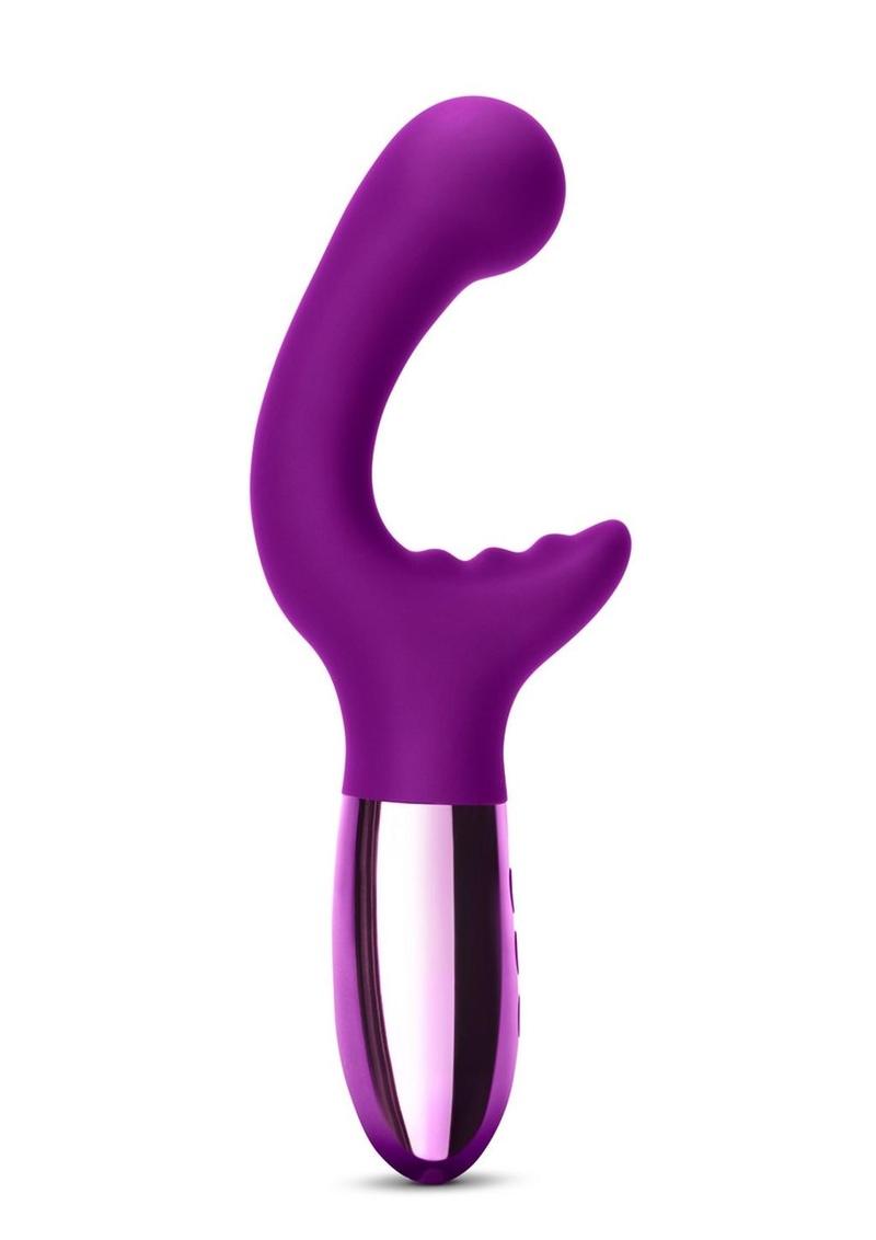 Le Wand XO Rechargeable Silicone Dual Stimulating Vibrator - Cherry on a white background