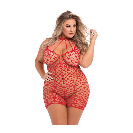 Pink Lipstick Shreds of Decency Mini Dress Red 1X-3X - Texas Love Shop