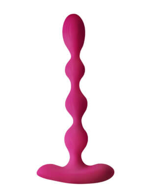 Pure Romance Midnight Desire Pink silicone bendable vibrating graduated beads on a white background