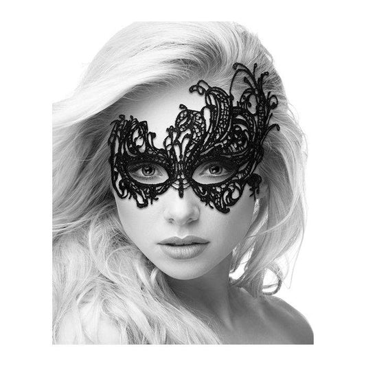 Shots Ouch Black & White Lace Eye Mask - Royal Black - Texas Love Shop