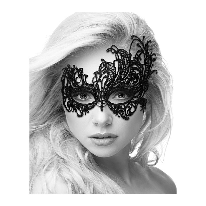 Shots Ouch Black & White Lace Eye Mask - Royal Black