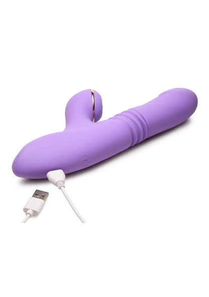 Rechargeable Purple Shegasm Pro-Thrust Max Rechargeable Silicone Thrusting & Pulsing Rabbit with charging cable
