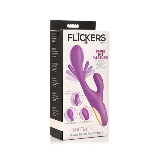 Tri-Flick Flicking Rabbit Vibrator - Purple - Texas Love Shop