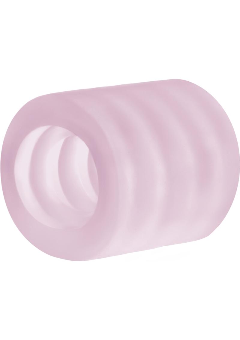 Blush Novelties  X5 Men Goin' Down pink BJ Masturbator silicone oral sex and bj enhancer on a white background