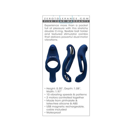 Zero Tolerance Ring Around the Rosy C-Ring Vibrator - Blue - Texas Love Shop