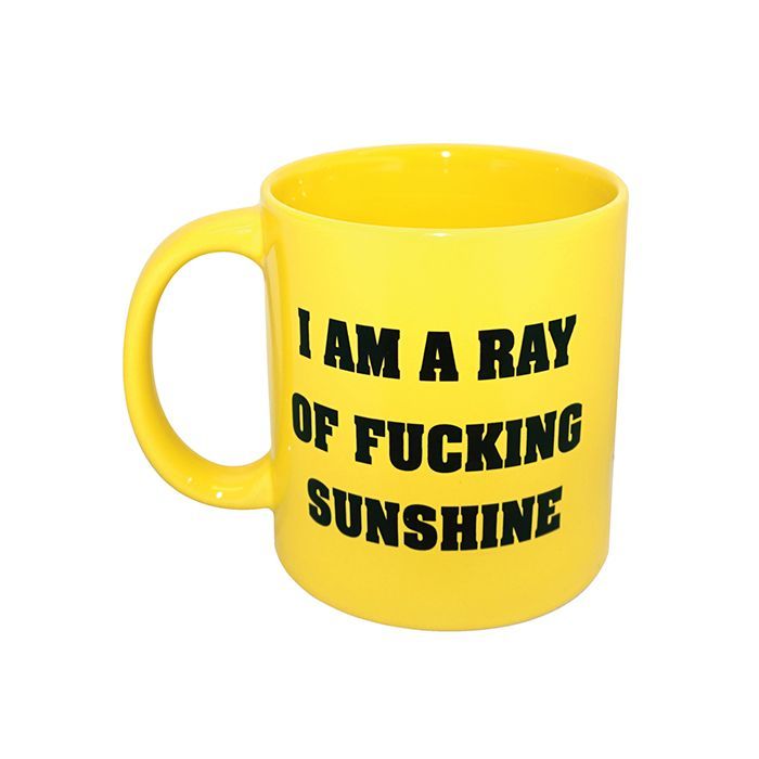 Island Dogs yellow 22 oz I am a ray of f*cking sunshine coffee mug