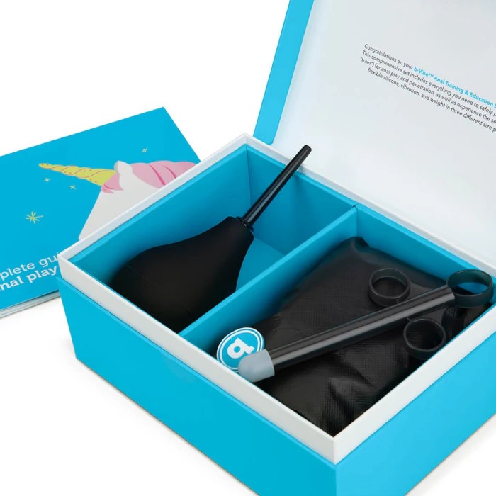 What's inside the box of the b-vibe anal education kit.