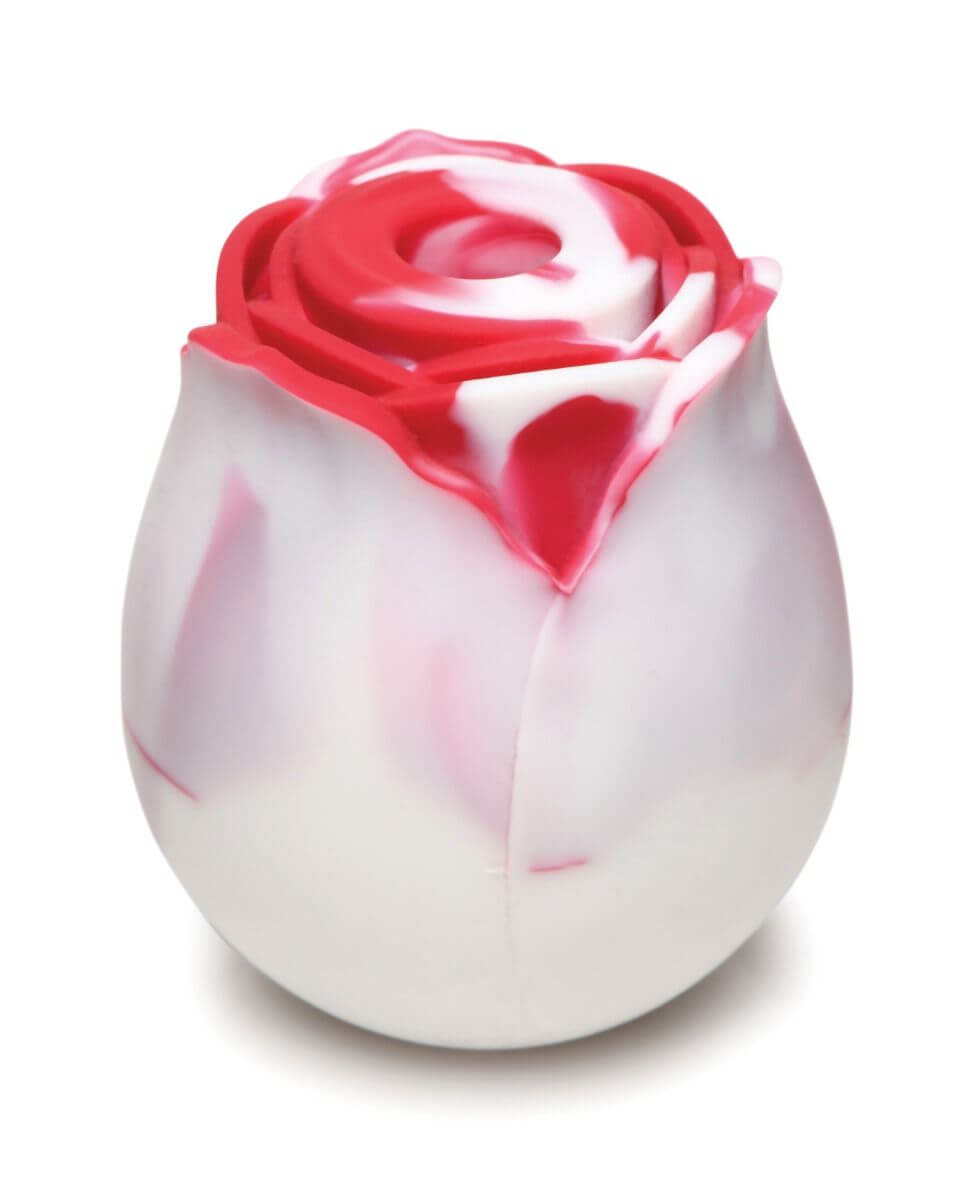 Red Swirl rose vibrator by INMI on a white background