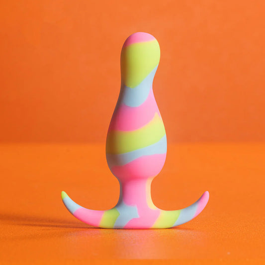 Blush Avant Kaleido Silicone Plug on orange background.