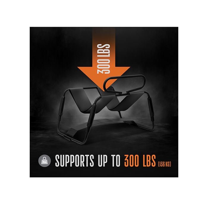 Transparent chair with Blush Temptasia Surrender Sex Chair and text indicating 300 lbs weight capacity on a dark background