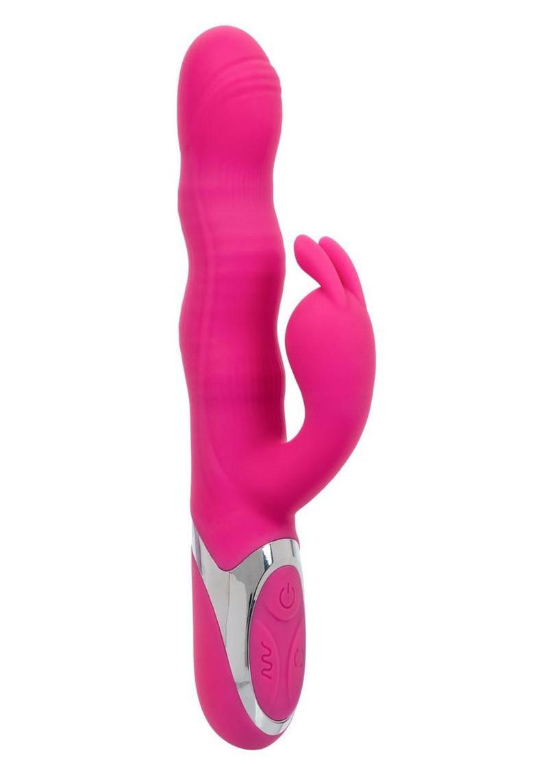 Calexotics Enchanted Wave Action Bunny Vibrator device on a white background