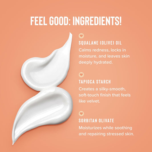 Coochy Gogo Coco Ultra Silky Body Lotion ingredients with a white cream swirl on a peach background
