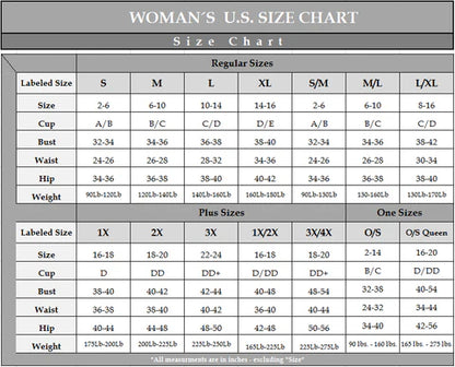 Escant Lingerie Size Chart for Women