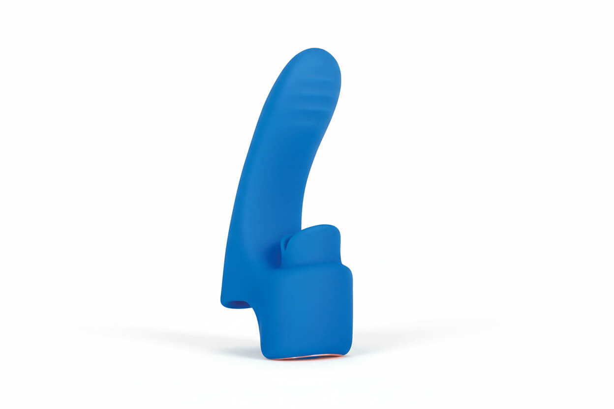 Gender X Evolved Novelties Flick It Finger Vibrator front view on a white background