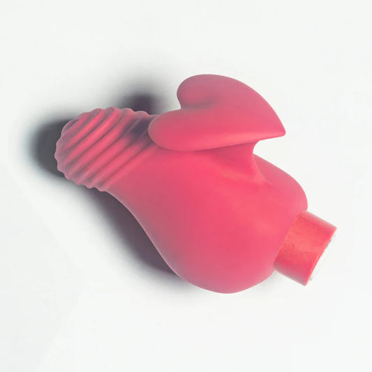 Blush Gaia Eco Friendly Finger Vibrator Coral Heart on back of product