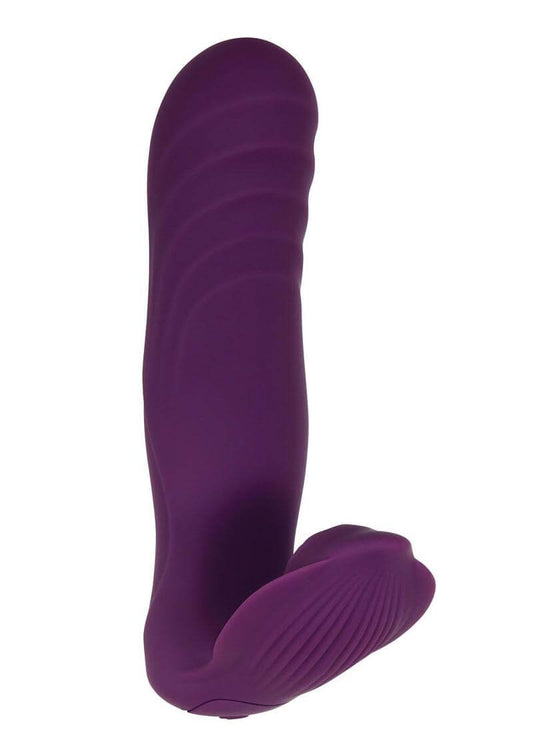 Rechargeable silicone dual-motor massager with sculpted textures, Velvet Hammer by Evolved Novelties