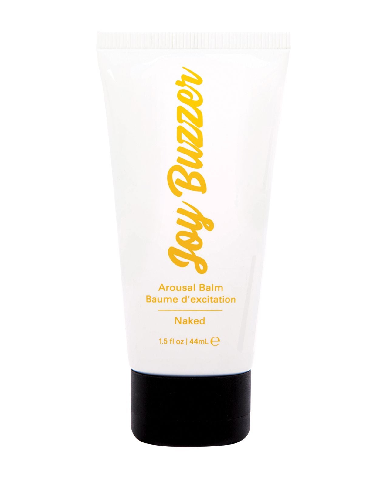 Tube of Jelique 'Joy Buzzler' clitoral enhancement arousal balm to increase female libido pictured on a white background