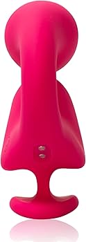 JimmyJane Dual Gripp G-spot toy back view of magnetic charging port for rechargeable feature.