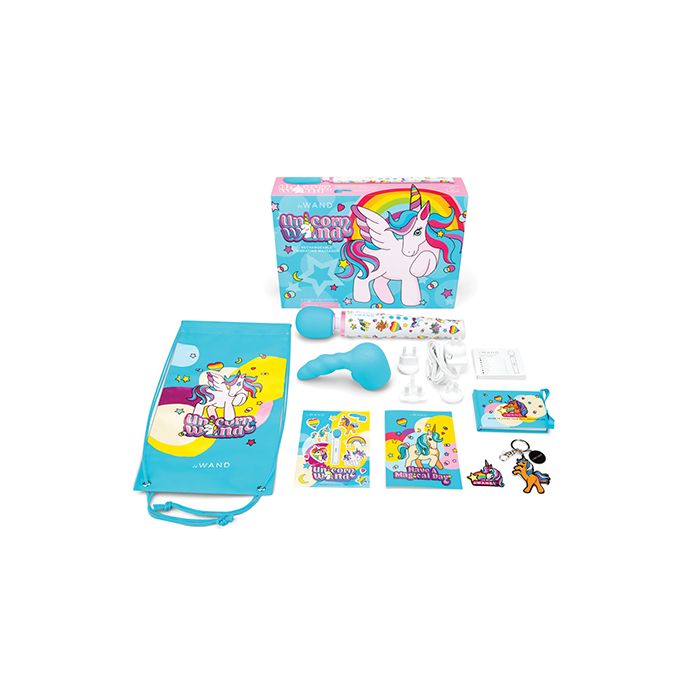 Le Wand Unicorn Wand Limited Edition Set featuring a storage bag, unicorn attachment, keychain and more