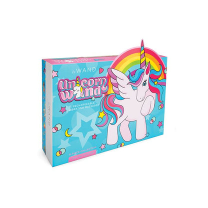 Unicorn-themed product packaging for Le Wand Unicorn Wand Limited Edition Set with a colorful design on a white background
