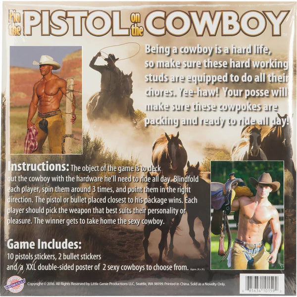 How to play Little Genie Pin the Pistol on the Cowboy adult party game for bachelorette parties, bridal parties, girls night out and more!