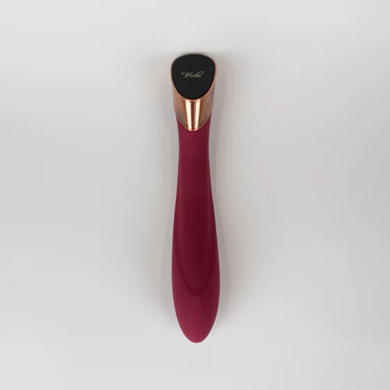 Manto Touch Panel G-Spot Vibrator Wine Red on a gray background