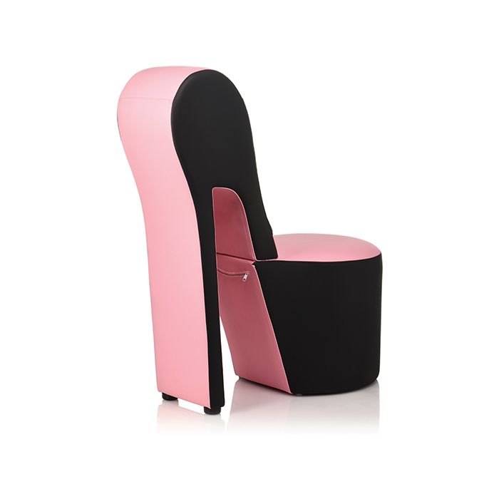 Stiletto High Heel Sex Chair - Pink & Black Vegan Leather