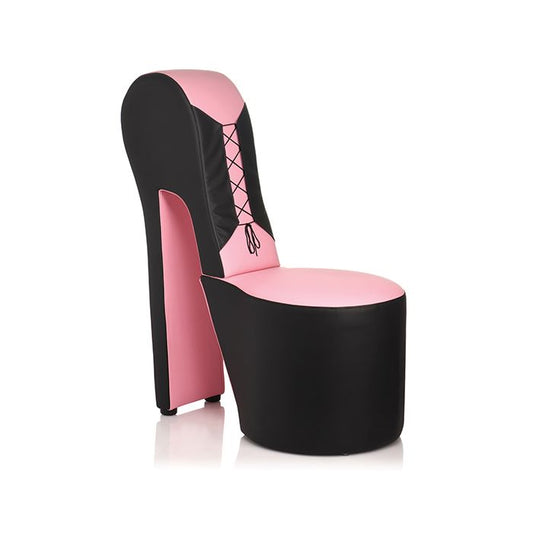 Stiletto High Heel Sex Chair - Pink & Black Vegan Leather
