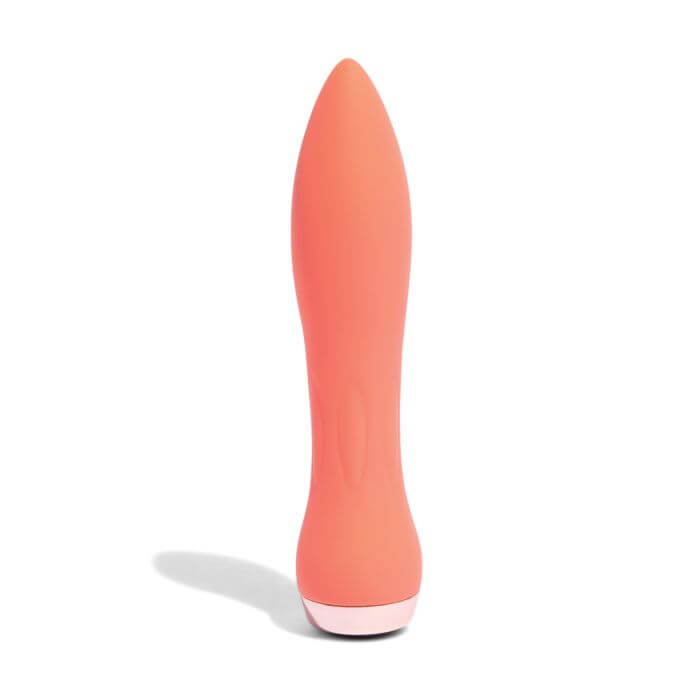 sleek Nu Sensuelle 60sx Amp Silicone Bullet in coral on white background