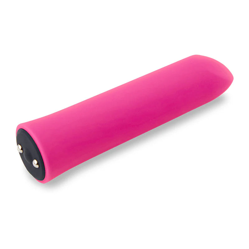 Side angle of Nu Sensuelle Iconic Bullet showing shape and sleek pink design